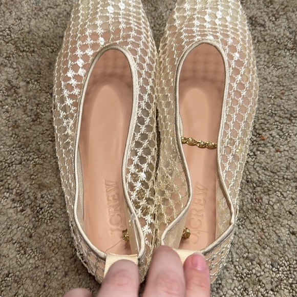 J. Crew Quinn Embellished Removable Ankle-Strap Ballet Flats in Mesh - Picture 7 of 8